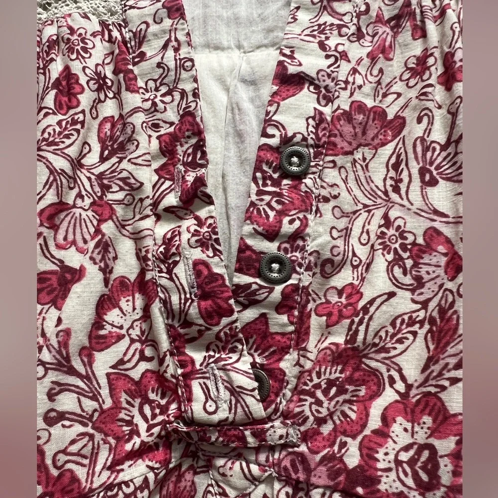 Anthropologie Red Cream Floral Georgina Dress by Maeve XS - Picture 11 of 16